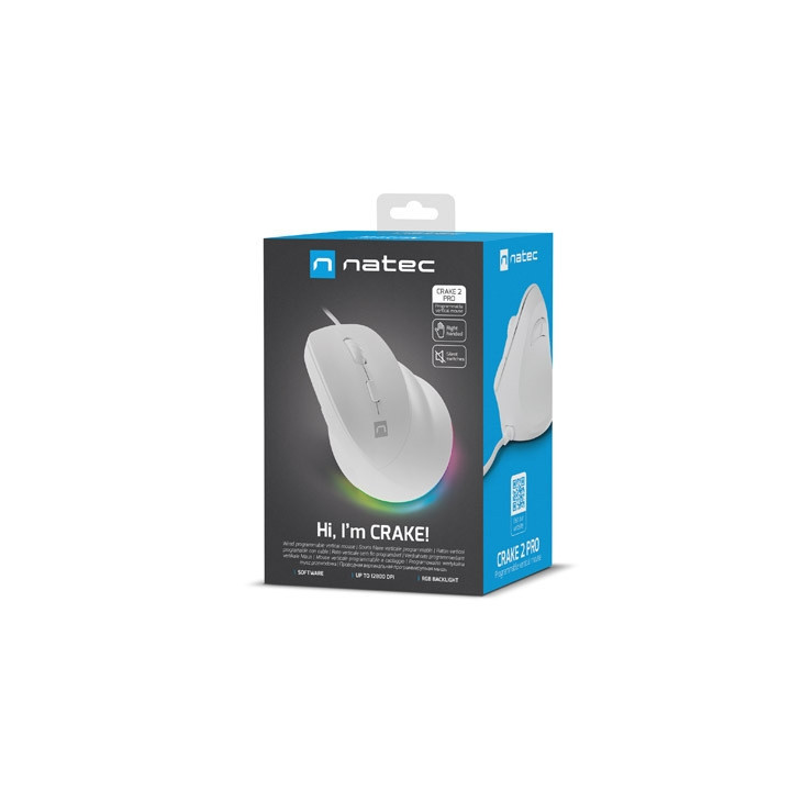 Мишка Natec Vertical Crake 2 Pro White 12800DPI USB - NMY-2273