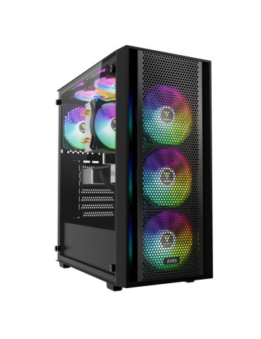 Геймърски компютър ION AURA GC2 Elite с процесор Intel Raptor Lake Core i3-14100F, видео карта MSI RTX 3050 6GB, RAM  32GB(2x16GB) DDR4 3200MHz, SSD 1TB PCIe 4.0 Gen4 M.2 2280 NVMe, 5000/3000 MB/s