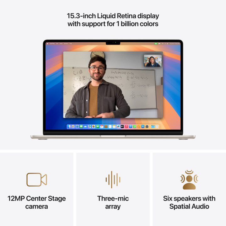 Лаптоп Apple MacBook Air 15.3, M4, 15.3" , 24GB RAM, 512GB SSD, 10C GPU, STARLIGHT - mc6k4ze/a
