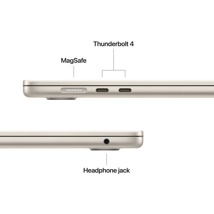 Лаптоп Apple MacBook Air 15.3, M4, 15.3" , 24GB RAM, 512GB SSD, 10C GPU, STARLIGHT - mc6k4ze/a