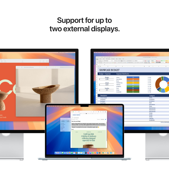 Лаптоп Apple MacBook Air 15.3, M4, 15.3" , 24GB RAM, 512GB SSD, 10C GPU, STARLIGHT - mc6k4ze/a