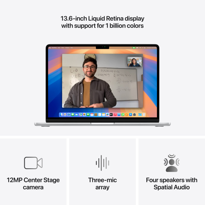 Лаптоп Apple MacBook Air 13.6, M4, 13.6" , 24GB RAM, 512GB SSD, 10C GPU, SILVER - mc654ze/a