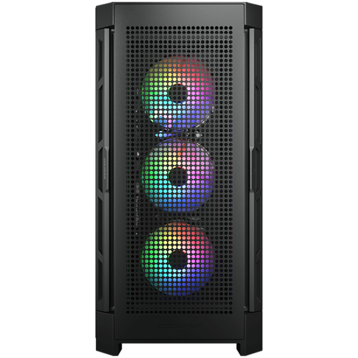 Кутия за компютър Cougar DUOFACE PRO RGB Black, Mid Tower, 3x 120 ARGB Fans, RGB Button, Tempered Glass - CG385AD100001