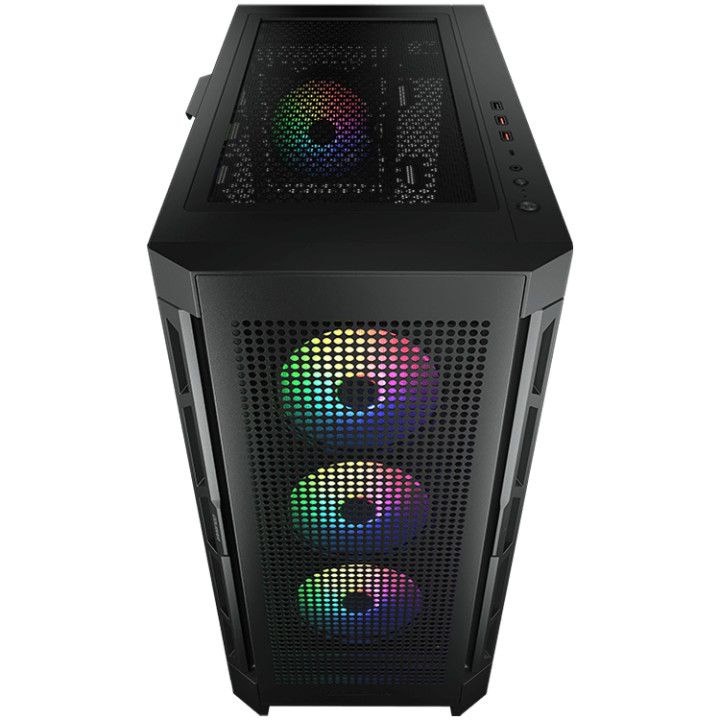 Кутия за компютър Cougar DUOFACE PRO RGB Black, Mid Tower, 3x 120 ARGB Fans, RGB Button, Tempered Glass - CG385AD100001