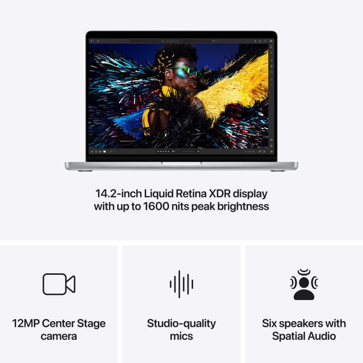 Лаптоп Apple MacBook Pro 14, M4, 14" , 16GB RAM, 512GB SSD, M4 10C GPU, SILVER - mw2w3ze/a