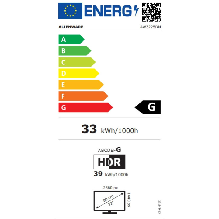 Монитор Dell Alienware AW3225DM, 31.5" Curved WQHD LED AG, VA, 1ms GTG, 3000:1, 400 cd/m2, 2560x1440, 180 Hz, 95% DCI-P3, HDR, VRR, AMD FreeSync, VESA AdaptiveSync,  HDMI, DP, USB 5Gbps, PIP, PBP, Height Adjustable, Tilt, Black