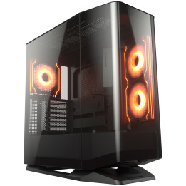 Кутия за компютър Cougar FV270 RGB Black, Mid tower, Tempered, Curved Glass Perimeter, Quick Detachable Air Filters, Up to 9 Fans (3x140mm   1x120mm RGB Preinstalled), Black - CGR-58M6B-RGB
