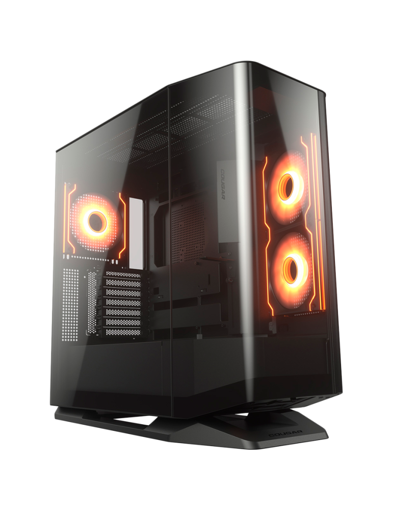 Кутия за компютър Cougar FV270 RGB Black, Mid tower, Tempered, Curved Glass Perimeter, Quick Detachable Air Filters, Up to 9 Fans (3x140mm   1x120mm RGB Preinstalled), Black - CGR-58M6B-RGB