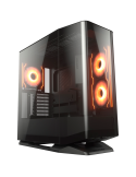 Кутия за компютър Cougar FV270 RGB Black, Mid tower, Tempered, Curved Glass Perimeter, Quick Detachable Air Filters, Up to 9 Fans (3x140mm   1x120mm RGB Preinstalled), Black - CGR-58M6B-RGB