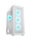 Кутия за компютър Cougar MX220 RGB White, Mid Tower, Mesh Front Panel, 4 x 120mm ARGB Fans, Transparent Left Panel - CGR-2AC8W-RGB