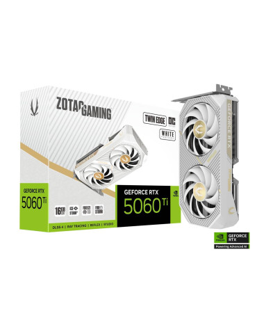 Видео карта ZOTAC GAMING RTX 5060 TI Twin Edge OC White Edition 16GB GDDR7 - ZT-B50620Q-10M