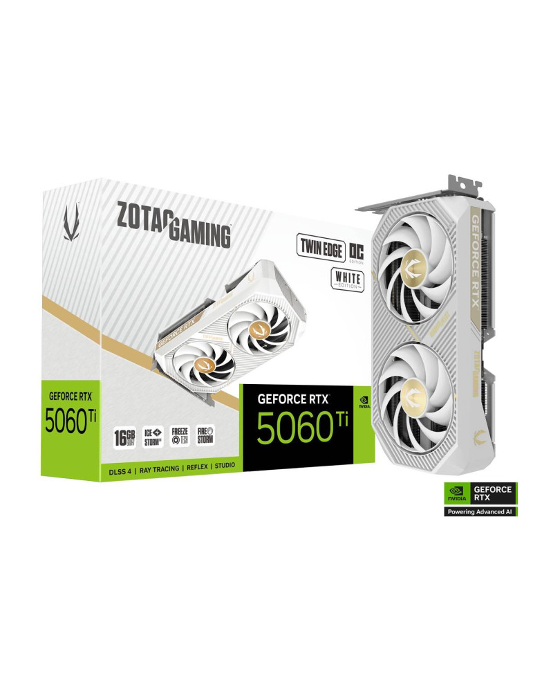 Видео карта ZOTAC GAMING RTX 5060 TI Twin Edge OC White Edition 16GB GDDR7 - ZT-B50620Q-10M