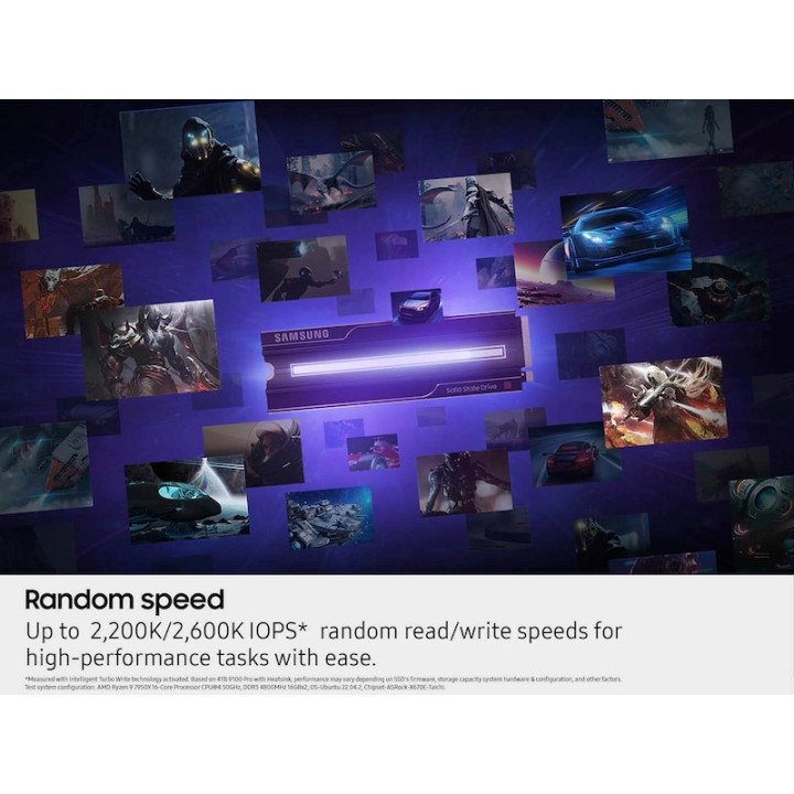 SSD диск Samsung SSD 9100 PRO 2TB Heatsink PCIe 5.0 NVMe 2.0 M.2 Read 14700 MB/s Write 13400 MB/s - MZ-VAP2T0CW