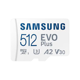 SD карта Samsung 512GB EVO Plus, microSDXC, UHS-I, Адаптер - SFSAMMD512MCKA0