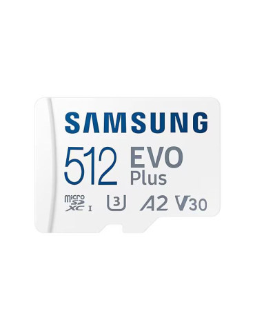SD карта Samsung 512GB EVO Plus, microSDXC, UHS-I, Адаптер - SFSAMMD512MCKA0