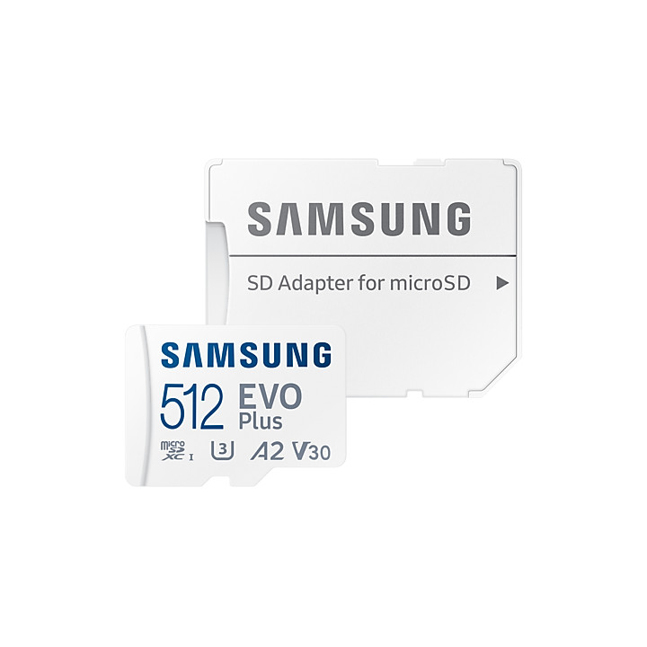 SD карта Samsung 512GB EVO Plus, microSDXC, UHS-I, Адаптер - SFSAMMD512MCKA0