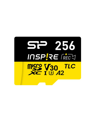 SD карта Silicon Power Inspire 256GB, microSDXC, Class 10, SD Adapter - SP256GBSTXLA2V1NSP