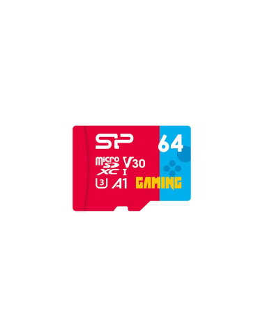 SD карта Silicon 64GB Power Superior Gaming, microSDHC/SDXC, Class 10, A1, V30, UHS-I U3, SD Adapter - SP64GBSTXDV3V1NSP