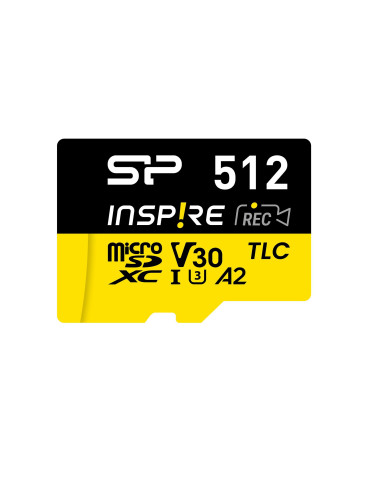 SD карта Silicon Power Inspire 512GB, microSDXC, Class 10, SD Adapter - SP512GBSTXLA2V1NSP