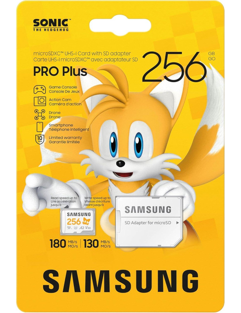 SD карта Samsung 256GB SONIC PRO PLUS, microSDXC, UHS-I, Адаптер - MB-MD256SA/LC1