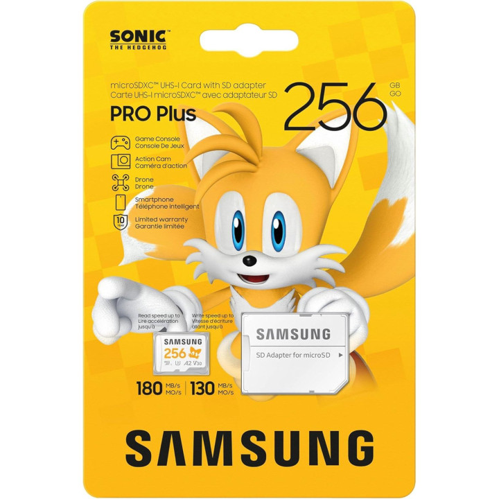 SD карта Samsung 256GB SONIC PRO PLUS, microSDXC, UHS-I, Адаптер - MB-MD256SA/LC1