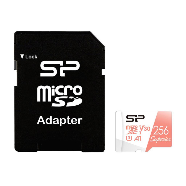 SD карта Silicon Power Superior 256GB, microSDXC, Class 10, SD Adapter - SP256GBSTXDV3V20SP