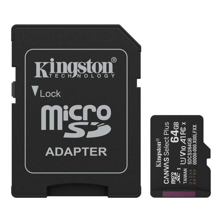 SD карта Kingston 64GB Canvas Select Plus, microSDXC - SDCS3/64GB