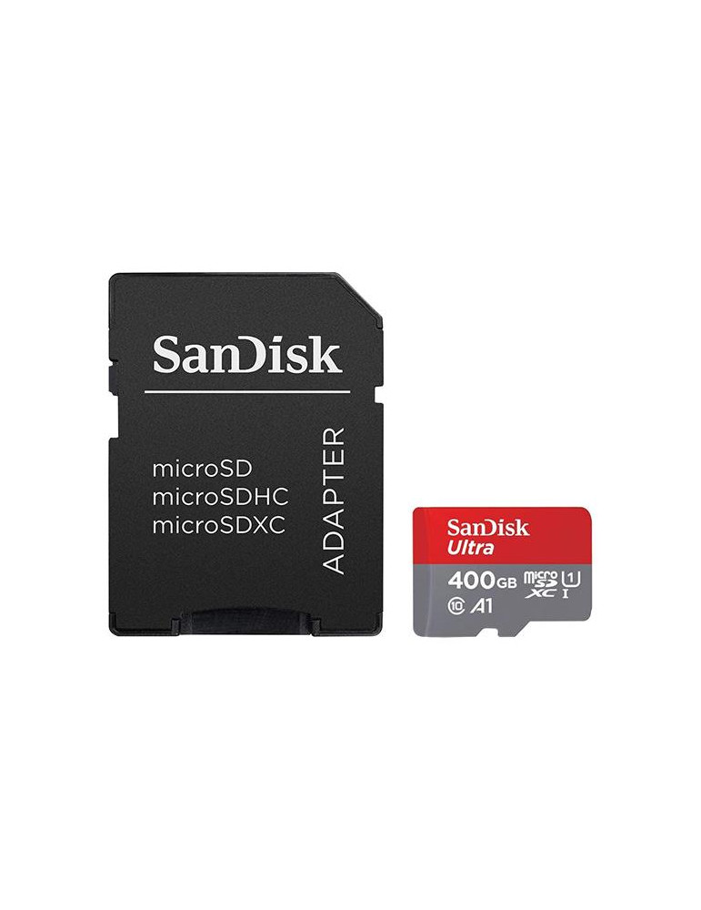 SD карта SanDisk 400GB Ultra microSDXC, SD Adapter, 98MB/s Class 10 UHS-I A1 - SDSQUAR-400G-GN6MA