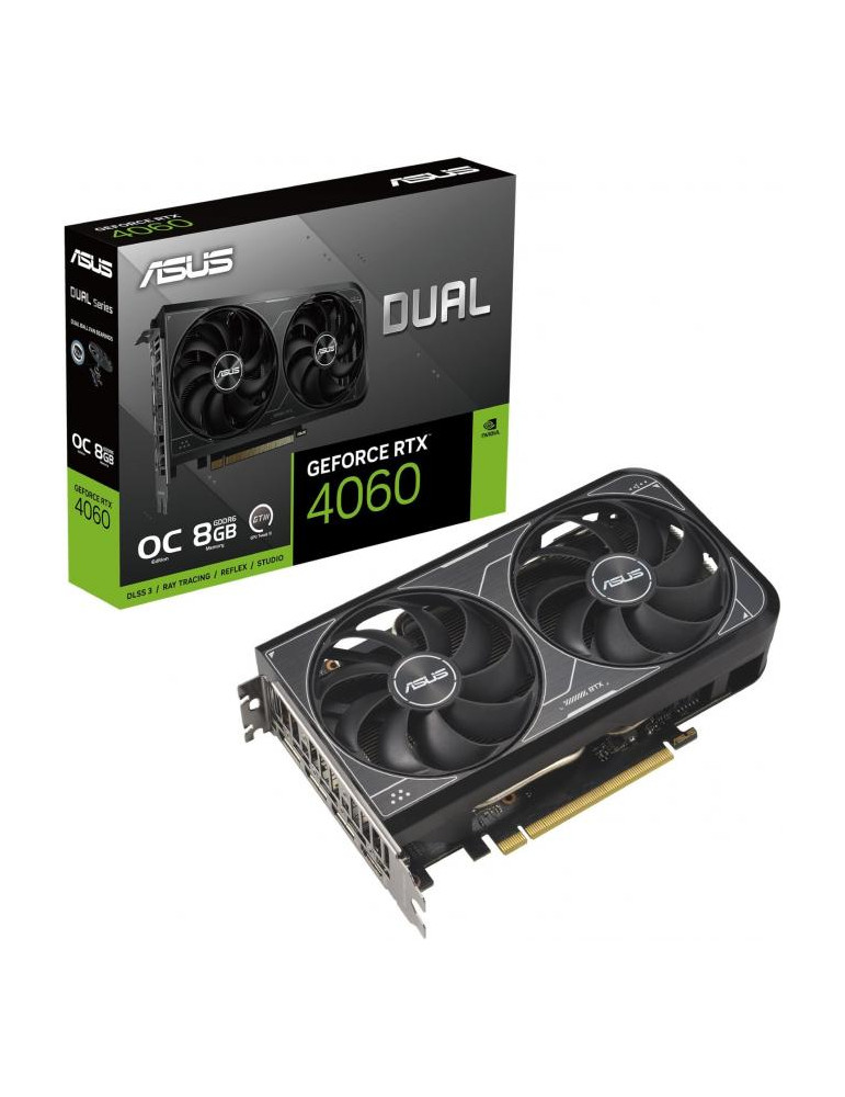 Видео карта Asus Dual GeForce RTX 4060 V2 OC Edition 8GB GDDR6, 128 bit - DUAL-RTX4060-O8G-V2 - 90YV0JC4-M0NA00