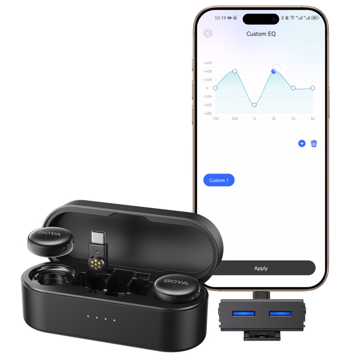 Безжична система микрофони BOYA BOYALINK 3-01 with lightning USB-C  3.5mm TRS plug