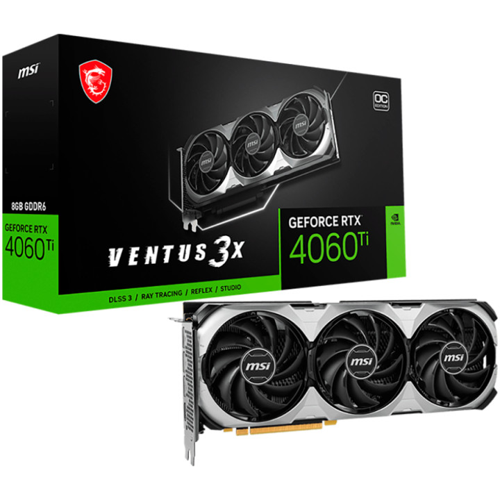 Видео карта MSI NVidia GeForce RTX 4060 Ti VENTUS 3X 8G OC, 8GB GDDR6X, 128-bit