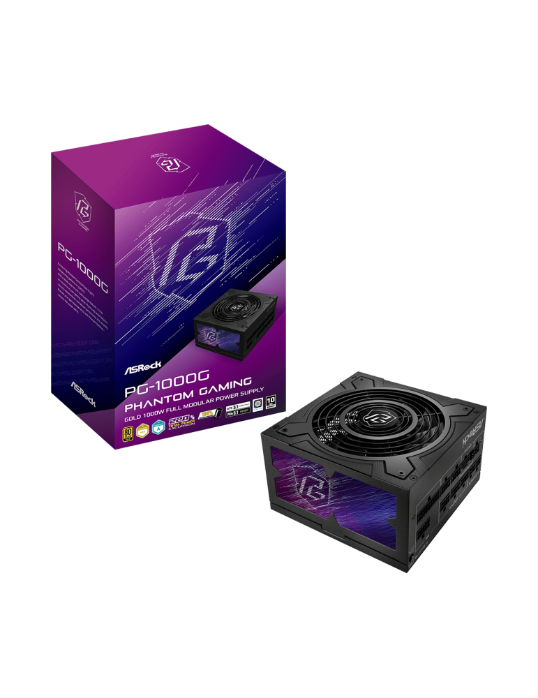 Модулно захранване AsRock Phantom Gaming 1000W 80  Gold, PCIe 5.1 - PG-1000G