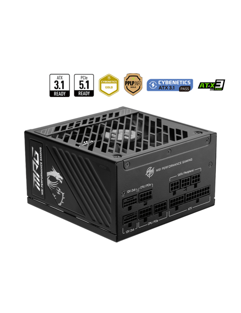 Модулно захранване MSI PSU MPG A850GS PCIE5, 80 PLUS Gold, PCIe 5.1 Cables, ATX 3.1 - 306-7ZPFZ11-CE0