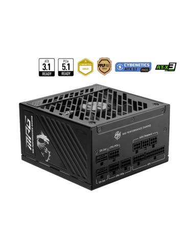 Модулно захранване MSI PSU MPG A1000GS PCIE5, 80 PLUS Gold, PCIe 5.1 Cables, ATX 3.1 - 306-7ZPFY11-CE0