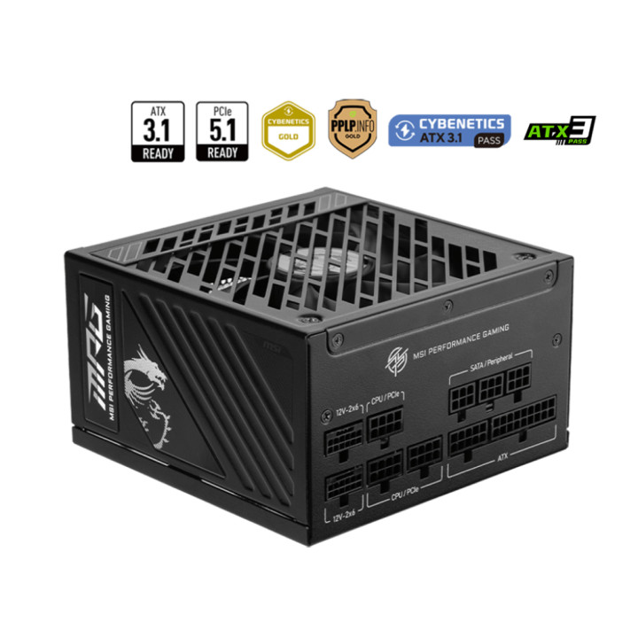 Модулно захранване MSI PSU MPG A1000GS PCIE5, 80 PLUS Gold, PCIe 5.1 Cables, ATX 3.1 - 306-7ZPFY11-CE0