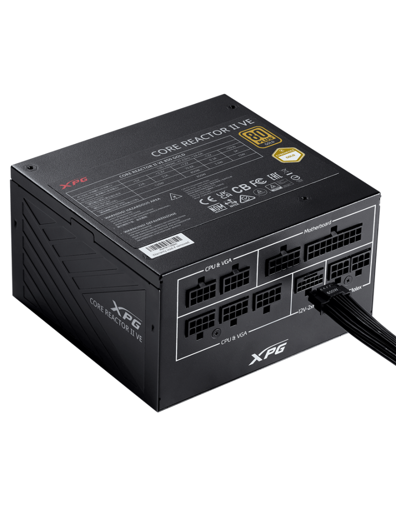Модулно захранване A-Data XPG Core Reactor II VE, 650W, Active PFC, 80 Plus Gold, 120mm вентилатор - COREREACTORIIVE650G-BKCEU