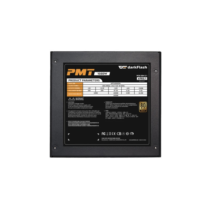 Модулно захранване Darkflash 1050W Gold, ATX 3.1, PCIe 5.1 - PMT1050 A3 - PMT1050-A3