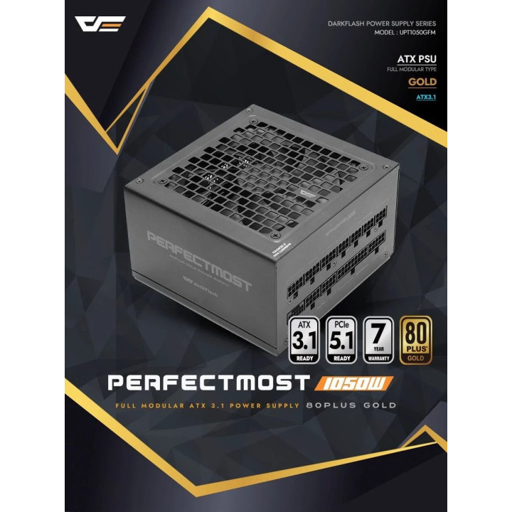 Модулно захранване Darkflash 1050W Gold, ATX 3.1, PCIe 5.1 - PMT1050 A3 - PMT1050-A3