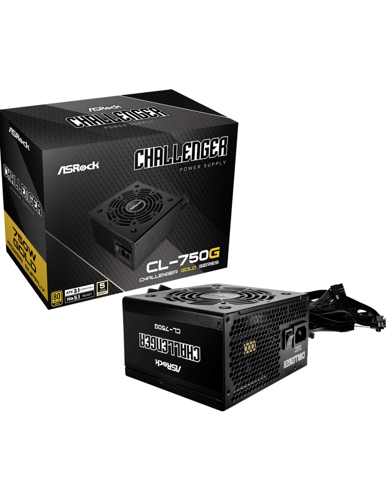 Захранване AsRock PSU Challenger 750W, 80 PLUS Gold, ATX3.1 - CL-750G