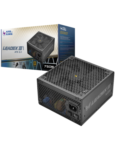Модулно захранване Super Flower Leadex III Gold 750W ATX 3.1, 80 Plus Gold, Flat Black Cables, 140mm Fan - SF-750F14GE