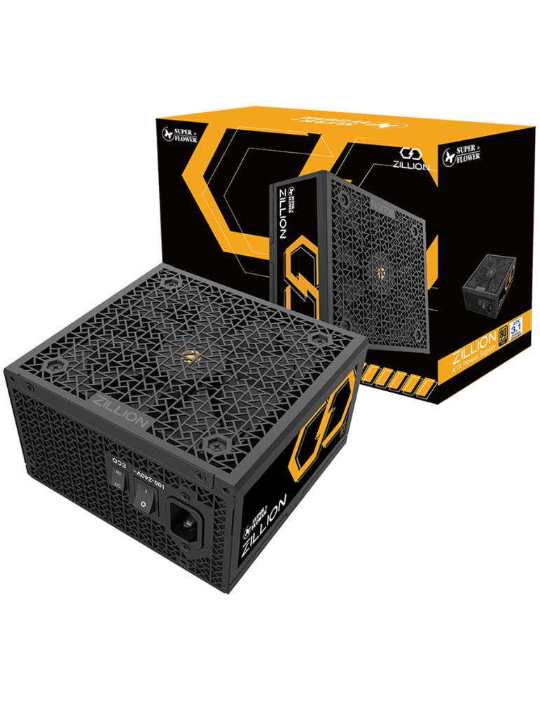 Модулно захранване Super Flower Zillion FG Gold 1250W ATX 3.1, 80 Plus Gold, Flat Black Cables, 120mm Fan - SF-1250Z12FG