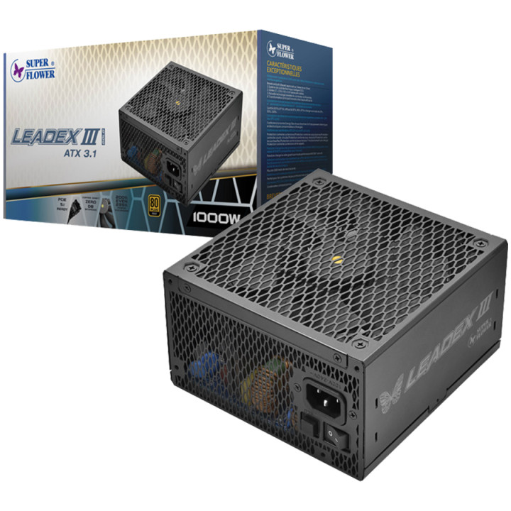 Модулно захранване Super Flower Leadex III Gold 1300W ATX 3.1, 80 Plus Gold, Flat Black Cables, 140mm Fan - SF-1300F14GE