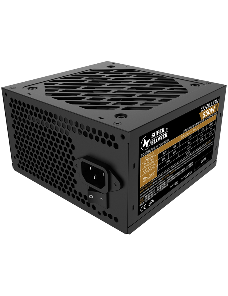 Захранване Super Flower Zillion DB Bronze 850W ATX 2.4, 80 Plus Bronze, Flat Black Cables, 120mm Fan - SF-850Z12DB