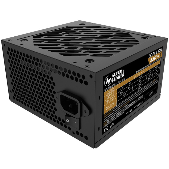 Захранване Super Flower Zillion DB Bronze 850W ATX 2.4, 80 Plus Bronze, Flat Black Cables, 120mm Fan - SF-850Z12DB