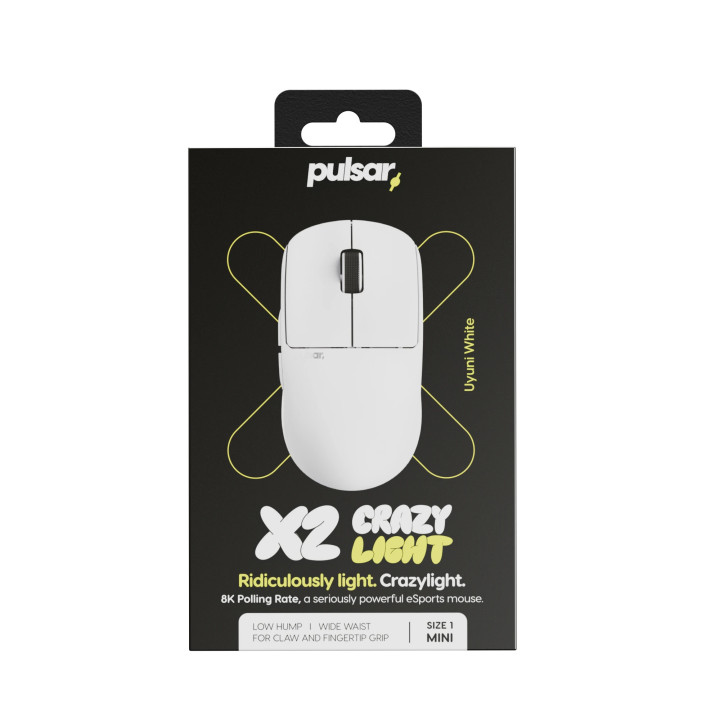 Професионална безжична геймърска мишка Pulsar X2 CrazyLight Uyuni White 8K - PX2CL108