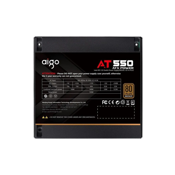 Захранване Aigo AT750 750W, 80 Plus Bronze - AT750-BK