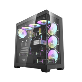 Кутия за компютър Darkflash DS900 Black, ATX, 7 x 120 mm A-RGB fans included, USB-C - DS900-7F-BK