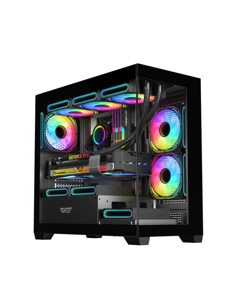 Кутия за компютър Darkflash DS900M Black, mATX, 6 x 120 mm Infinity Mirror A-RGB - DS900M-6F-BK