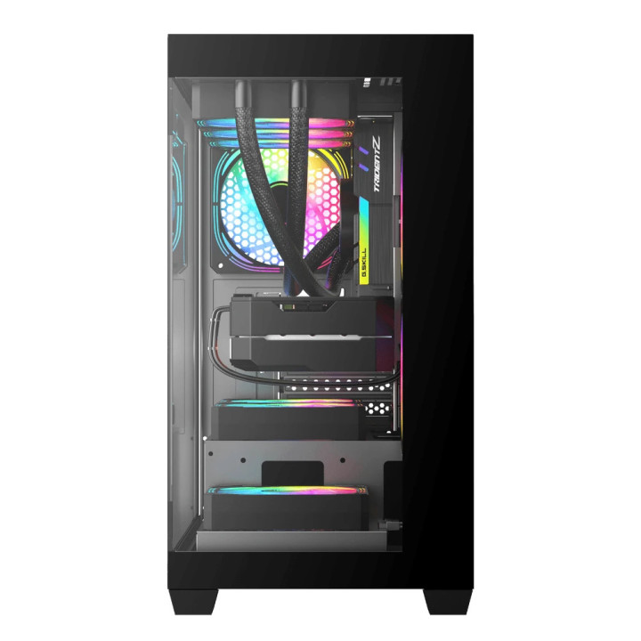 Кутия за компютър Darkflash DS900M Black, mATX, 6 x 120 mm Infinity Mirror A-RGB - DS900M-6F-BK