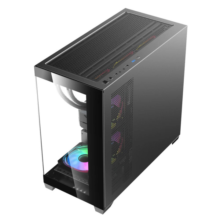 Кутия за компютър Darkflash DS900M Black, mATX, 6 x 120 mm Infinity Mirror A-RGB - DS900M-6F-BK